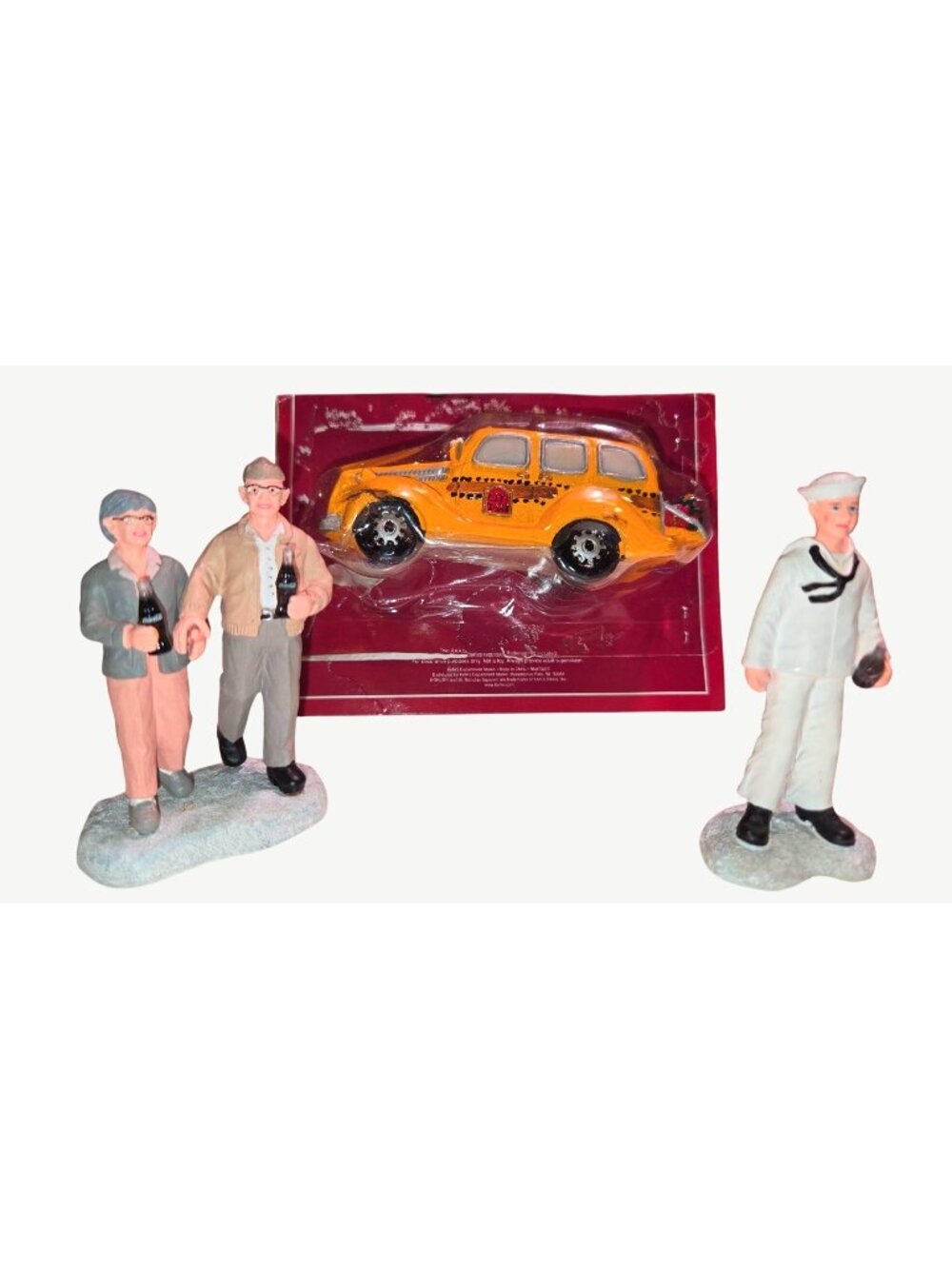 Coca-Cola Town Square Collection 2004 Figurines & Taxi Collectible Set